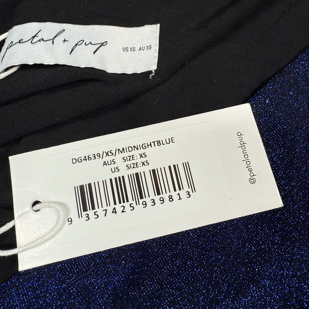 NWT Petal Pup XS Midnight Blue One Shoulder Ruched Bodycon Party Cocktail Dress - Picture 4 of 12